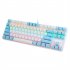K100 Portable Gaming Keyboard with Color Backlit Keyboard 87 Keys Ultra Silence Keyboard for Laptop PC Computer White Blue