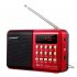 K11 FM Rechargeable Mini Portable Radio Handheld Digital FM USB TF MP3 Player Speaker Black red with battery