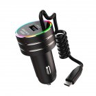 K13 Car Charger With Cable Bluetooth Kit Fast Charging Pd Usb Charger With Light For Type-C head