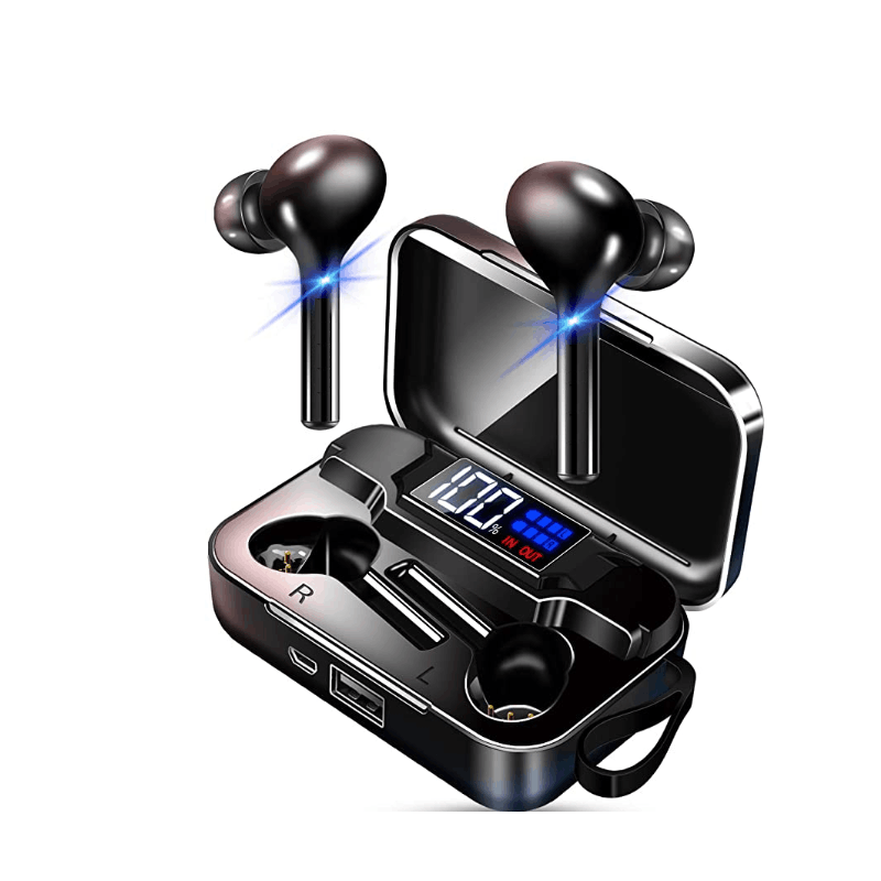 K18 Wireless Bluetooth  5.0  Earphones Portable Sports Earphones With Led Digital Display Charging Box black