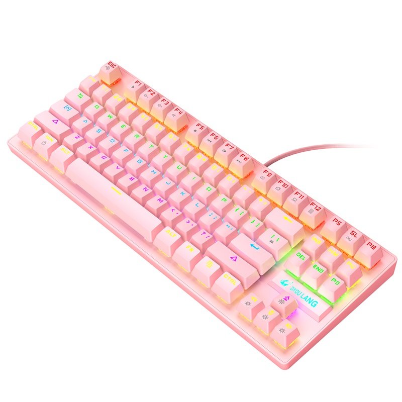 K2 87-key Computer Keyboard Waterproof Wired Gaming Mechanical Keyboard Pink
