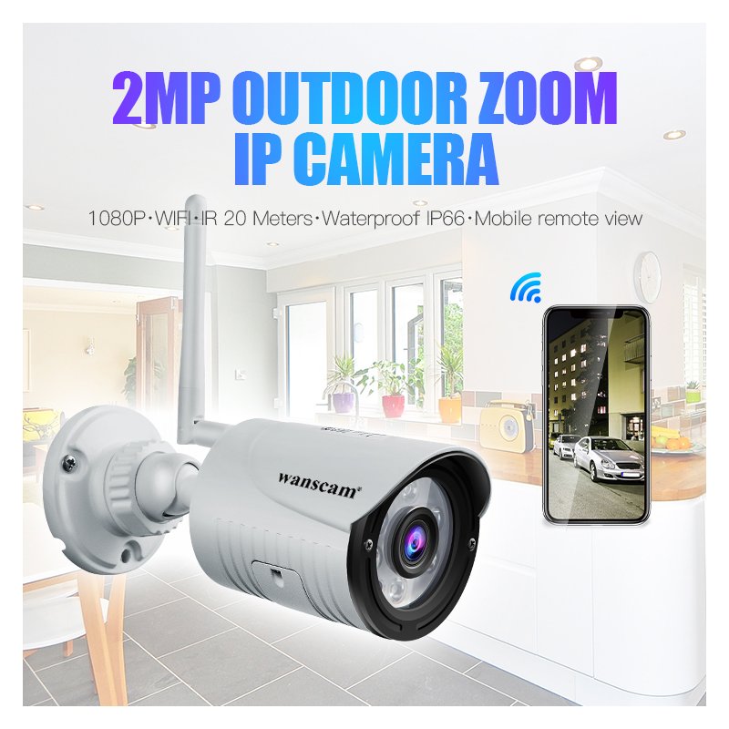 K22 Camera HD 1080P 2MP 4x Zoom Wireless Security Surveillance IP Camera Waterproof Night Vision IR-Cut H.264 Video Night Vision for Home/Office/Road US Plug