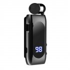 K55 Mini Wireless Headset Retractable Business Lavalier Earphone LED Digital Display For Sports Workout Driving black
