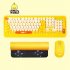 K68 Gaming Wireless Keyboard Mouse Combos Cute Retro Round Keycap Cartoon Personality Computer Peripherals for Desktop Laptop yellow