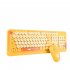K68 Wireless Bluetooth Keyboard Mouse Set Retro Cute Round Key Keyboard 1600dpi Mouse Yellow