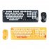K68 Wireless Bluetooth Keyboard Mouse Set Retro Cute Round Key Keyboard 1600dpi Mouse Yellow