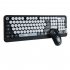 K68 Wireless Bluetooth Keyboard Mouse Set Retro Cute Round Key Keyboard 1600dpi Mouse Yellow