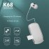 K68 Wireless Headset Lavalier Retractable Single Sport Earphone Multifunctional Clip Headset Tf Card MP3 Player Black