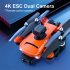 K7 RC  Drone 5g Wifi 4k Hd Professional Camera Led Light 2 4g Signal 3 axis Anti shake Gimbal Esc With Optical Flow Quadcopter Orange Dual Camera 3 Batteries