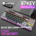 K80 Wired Mechanical  Keyboard Cyan Axis Ergonomic Design Metal Panel Luminous Desktop Computer Notebook 87 key Game Keyboard Black gray 