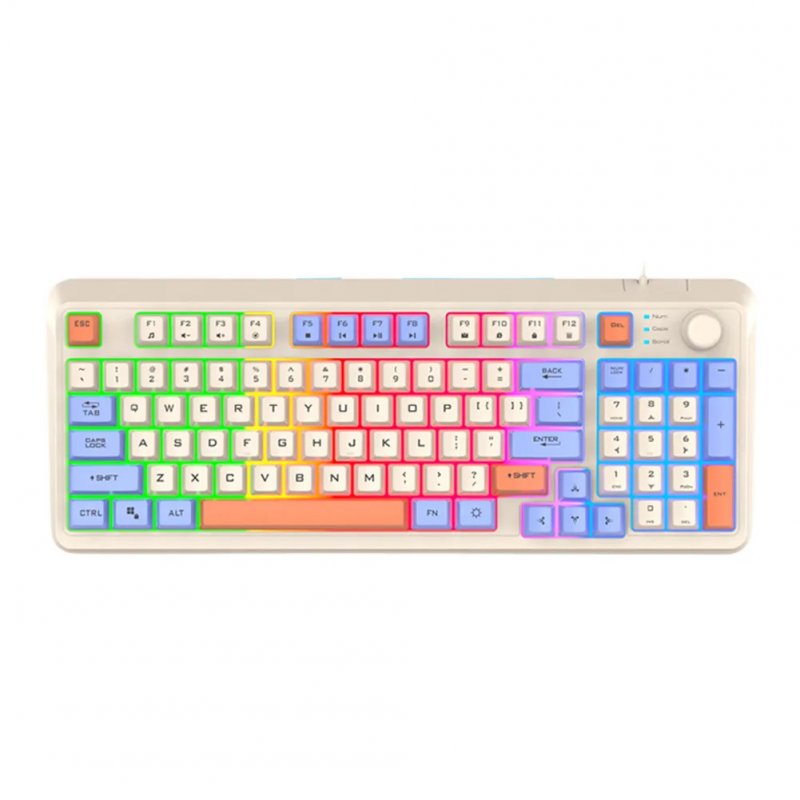 K82 Gaming Keyboard 94 Keys Portable Wired Office Keyboard With Colorful RGB Backlight Mechanical Ultra Silence Keyboard Comfortable Typing Experience For Laptop PC Computer Lake blue