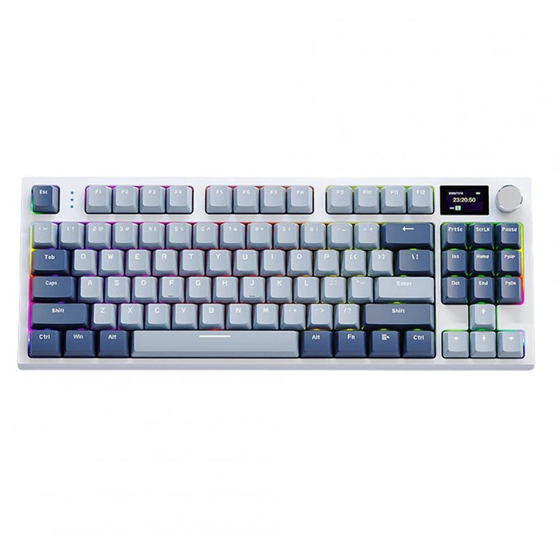 K86 Gaming Keyboard Colorful Backlight Mechanical 87 Keys Portable Wired/Wireless Keyboard Silence Hot Swap Design Keyboard For Laptop PC Computer Tablet Lavender blue whale shaft