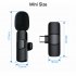 K9 Wireless Lavalier Microphone Automatic Noise Reduction Type c Interface Audio Video Recording Microphone black 1 to 2