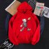 KAWS Men Women Hoodie Sweatshirt Cartoon Walking Doll Thicken Autumn Winter Loose Pullover Red S