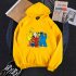 KAWS Men Women Hoodie Sweatshirt Cartoon Animals Thicken Autumn Winter Loose Pullover Yellow M