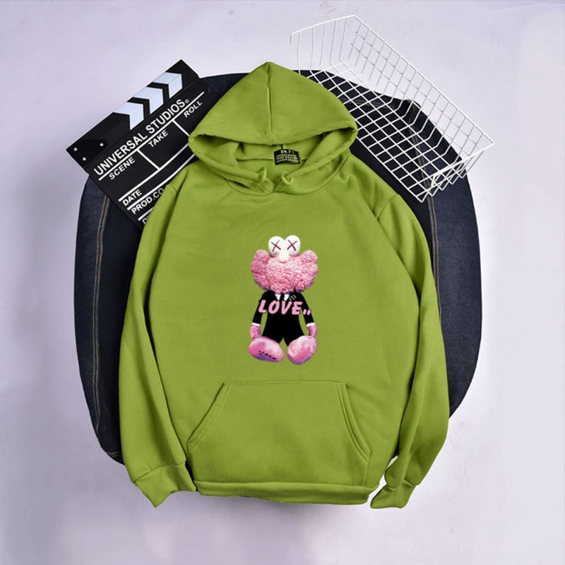KAWS Men Women Hoodie Sweatshirt Love Bear Cartoon Thicken Autumn Winter Loose Pullover Green_XXL