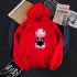 KAWS Men Women Hoodie Sweatshirt Love Bear Cartoon Thicken Autumn Winter Loose Pullover Red M