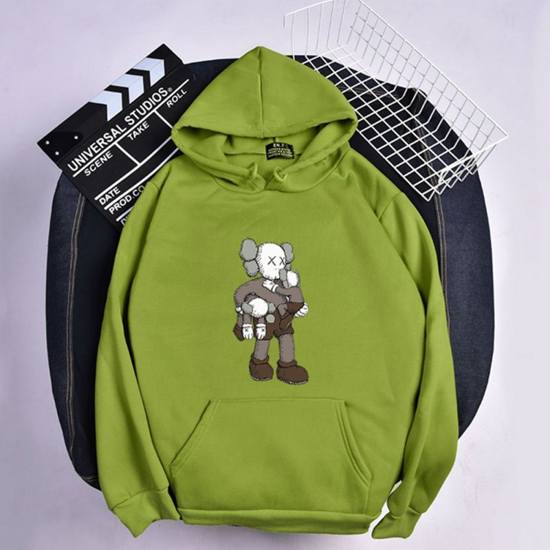 KAWS Men Women Hoodie Sweatshirt Climbing Doll Cartoon Thicken Autumn Winter Loose Pullover Green_S