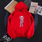KAWS Men Women Hoodie Sweatshirt Holding Doll Cartoon Thicken Autumn Winter Loose Pullover Red XXXL
