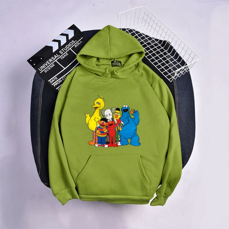 KAWS Men Women Sweatshirt Cartoon Animals Thicken Autumn Winter Loose Hoodie Pullover Green_XXXL