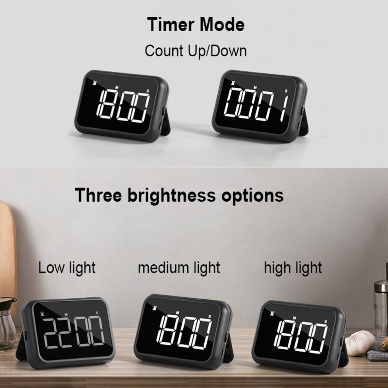 100-minute Led Digital Timer 3-levels Adjustable Volume Large Screen Count Up/down Kitchen Cooking Timer 