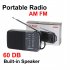 KK 218 AM FM Radio Telescopic Antenna Radio Receiver Battery Operated Portable Radio Best Reception For Elder Home black
