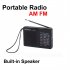 KK228 Portable AM FM 2 Band Radio Battery Operated Radios Easy Adjustment Compact Radios Player For Senior Home Walking White