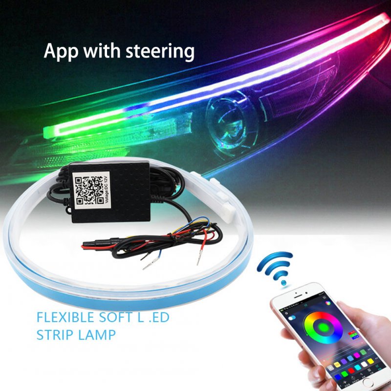 Car  Sequential  Light Flowing Rgb Daytime Running Light Drl 7color Led Signal Light Strip Turn Signal Lights 