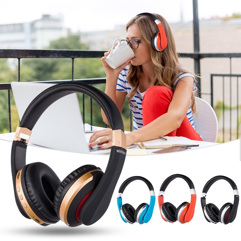 Wireless Headphones Bluetooth Headset Foldable Stereo Gaming Earphones with Microphone Support TF Card for IPad Mobile Phone 