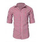 KOJOOIN Men s Long Sleeve Checkered Bavarian Oktoberfest Shirt for Lederhosen Red plaid DE Size 2XL