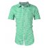 KOJOOIN Men s Plaid T Shirt Turn Down Collar Short Sleeve Button Slim Fit Shirt Red Plaid DE Size 38