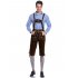 KOJOOIN Oktoberfest Men Vintage Faux leather Embroidered Straps Pants Dark Coffee DE Size 52