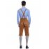 KOJOOIN Oktoberfest Men Vintage Faux leather Embroidered Straps Pants Khaki DE Size 54