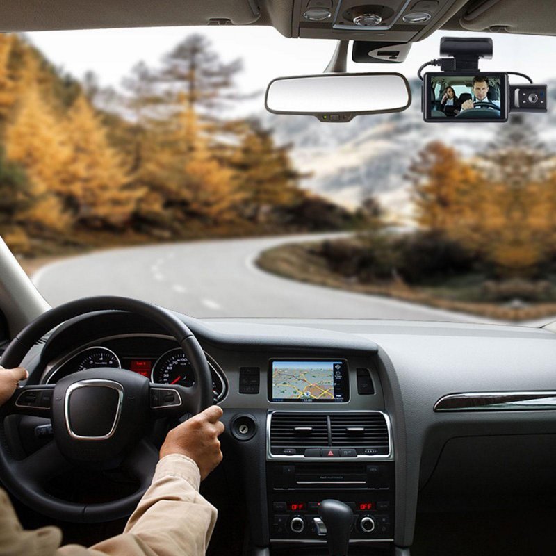 Car Driving Recorder Dual Lens Dvr Camera HD 1080P Dash Cam USB Monitoring 