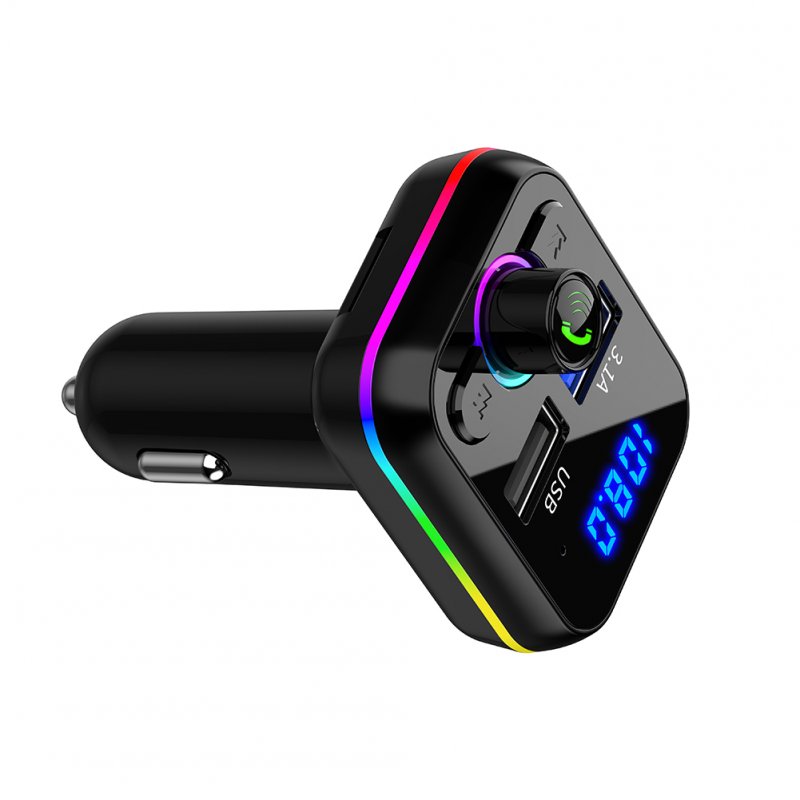 Car Mp3 Music Player Bluetooth-compatible V5.0 Hands Free Call USB U Disk Fm Transmitter Fast Charger 