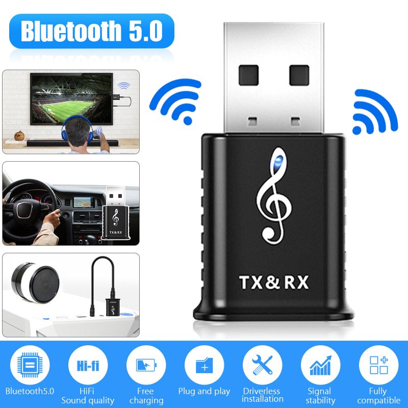 Bluetooth 5.0 Transmitter Receiver 4-in-1 Usb Wireless Car Audio Adapter Dongle 