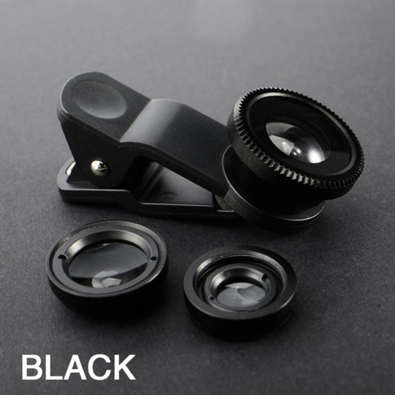 3 In 1 Wide Angle Micro Zoom Fisheye Lens Clip For Samsung Huawei Phone Camera Webcam Cover Case 