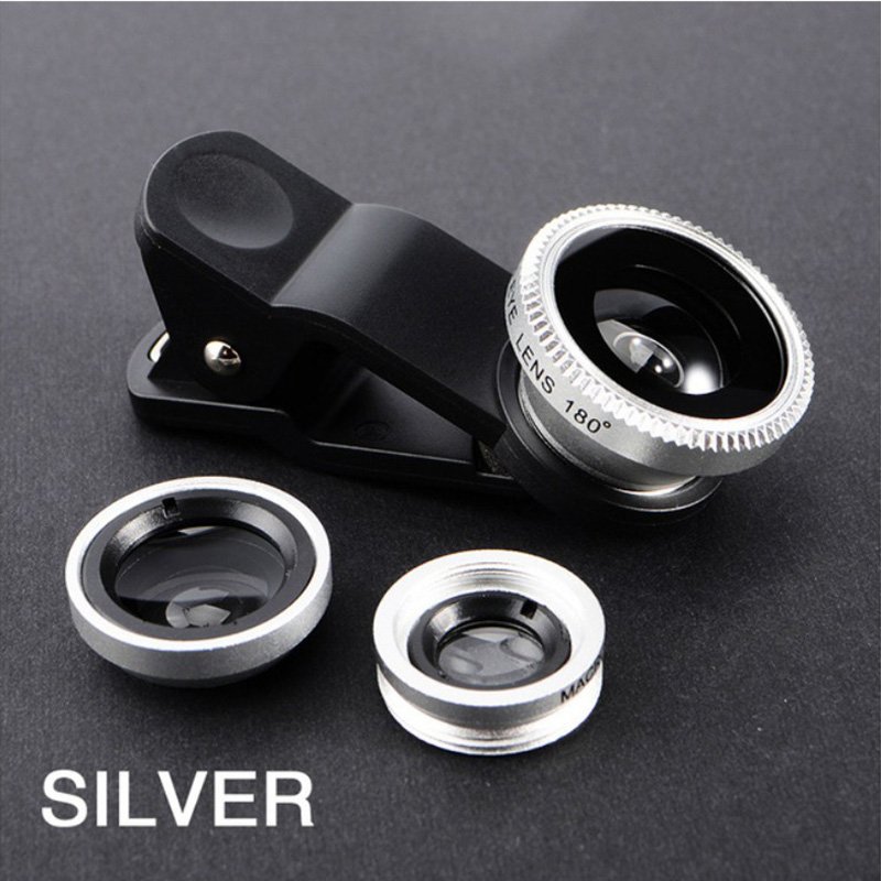 3 In 1 Wide Angle Micro Zoom Fisheye Lens Clip For Samsung Huawei Phone Camera Webcam Cover Case 