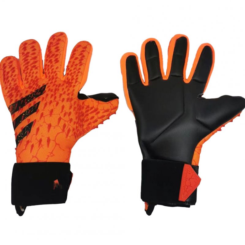 1 Pair Children Football Goalkeeper Gloves Professional Breathable Wear-resist Thickened Latex Gloves Orange