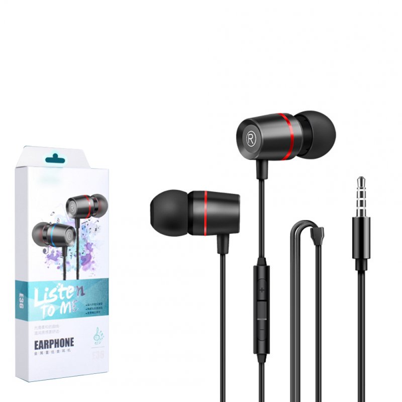 Ke36 Hifi Bass Headphone In-ear 3.5mm Wired Earphones Smart Tuning Earbuds Compatible For Andiord Ios black boxed