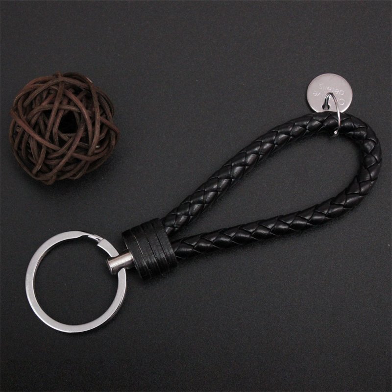 Key Chain Leather Key Ring Multicolor Woven Key Ring black_Singal