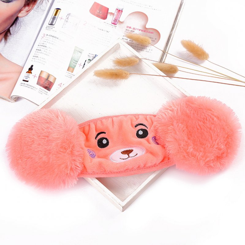 Kid 2-in-1 Warm Mask Earmuffs Cartoon Bear Winter Thicken Plush Riding Outdoor Wear Dark pink