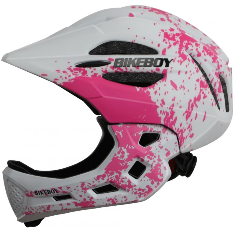 Kid Helmet Mountain Mtb Road Bicycle Detachable Protection Children Full Face Bike Cycling Helmet  Graffiti pink white_One size