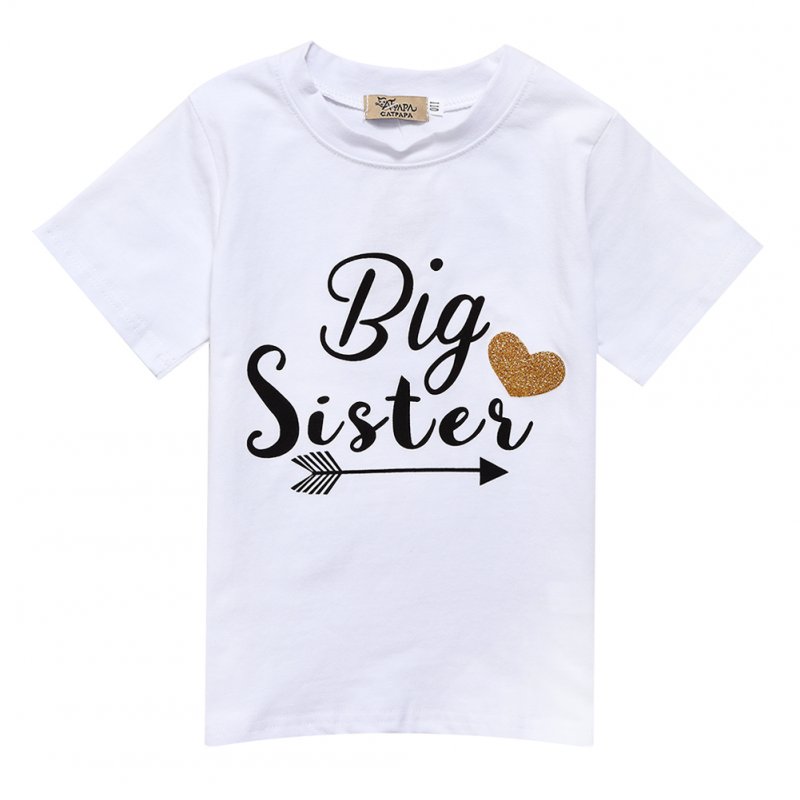 Kidlove Girls' Big Sister Letter Arrow Pattern T-shirt Short Sleeve Cotton Tops