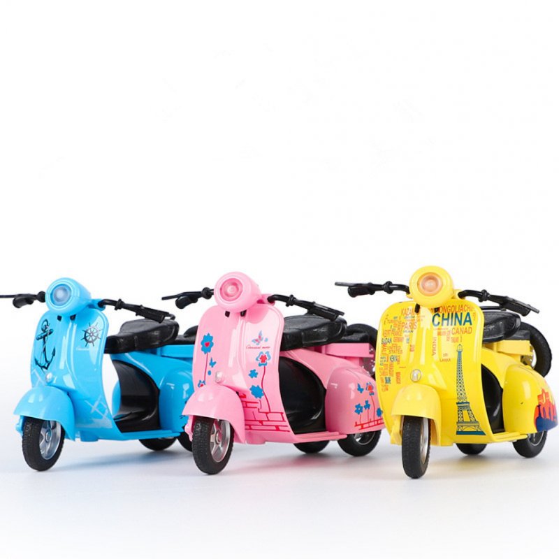 Kids 1:14 Mini Alloy Pull Back Motorbike Modeling Music Light Toy Random Color