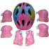 Kids Adjustable Bike Helmet Protect Set with Knee Elbow Wrist Guard for Cycling Biking Skateboard  Pink printing Children