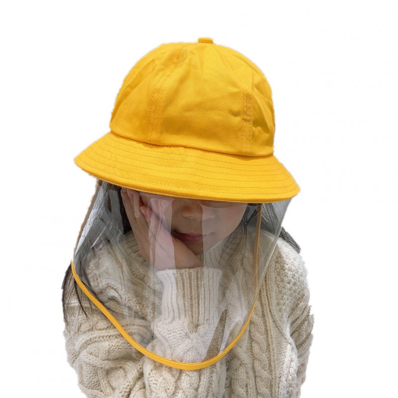 Kids Anti Droplets Yellow Children Protective Hat Cap With Face Guard Sunproof Dustproof Little yellow hat_One size