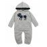 Kids Autumn and Winter Warm Hooded Cartoon Patch Pocket Infant Rompers Jumpsuit