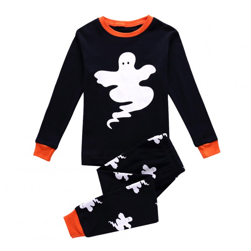 Kids Baby Boys Girls Long Sleeve Round Neck Ghost Pattern Tops + Long Pants Sleep Clothes Pajamas