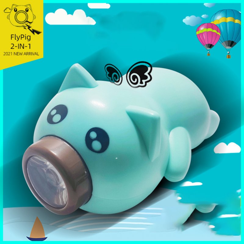Kids Bicycle Led Piggy Headlight Horn Bell Usb Rechargeable Bike Flashlight Safety Warning Lamp Flashlight Cycling Equipment Blue + Coffee Mouth